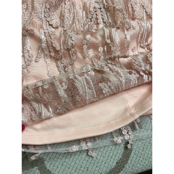 Lulus Making Magic Blush Pink Fringe Lace-Up Mini Dress, size XS - Picture 16 of 16